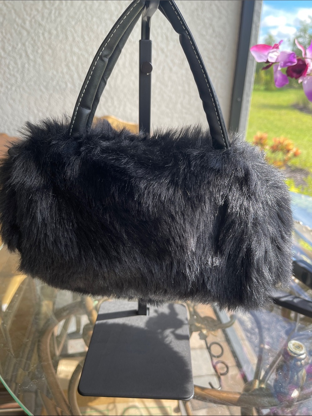 Black Faux Fur Shoulder Bag - Unbranded Chic
